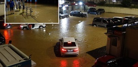 Trabzon’da şiddetli yağış yolları göle çevirdi, havalimanı otoparkı su altında kaldı