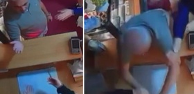 Kadın esnaf çocuklarının gözü önünde darbedildi