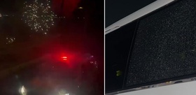 Taşlı saldırıya uğradılar Otobüsten böyle karşılık verdiler