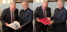 Pezeşkiyan’dan İsviçre liderine dikkat çeken hediye: ABD’nin sevil hedeflere saldırılarını belgeledi