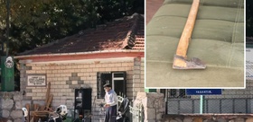 Mezarlıkta baltalı dehşet Kaptığı gibi husumetlisinin başına indirdi