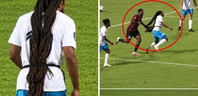 Futbol tarihinde bir ilk Saçlarıyla rakibini 9 kişi bıraktı