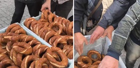 Hayrına simit dağıttı, o esnada ortaya çıkan görüntü “Yok artık“ dedirtti