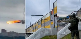 Moskova’dan film gibi görüntüler Ukrayna dronuna omuzdan atılan füze ile vuruldu