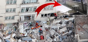 İstanbul’da 7 katlı binanın çökme anı kamerada