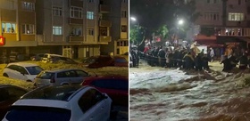 Sarıyer’de sağanak yağış sonrası dere taştı, mahsur kalanlar halatlarla kurtarıldı
