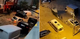 Sarıyer Ayazağa’da sel: Otomobiller sürüklendi, üst üste çıktı
