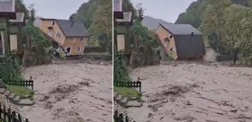 İstanbul’un ardından Sakarya 2 katlı villa selde böyle yıkıldı