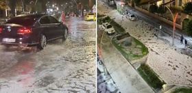 10 dakikalık dolu yağışı Bayburt’u beyaza bürüdü
