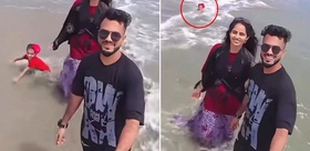 Anne baba çekim peşindeyken çocuklarının başına gelene bakın