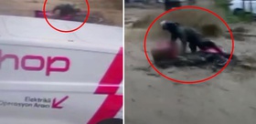 İstanbul’da sele kapılan motokurye metrelerce sürüklendi, o anlar kamerada