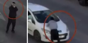 Fenerbahçe stadı önünde el hareketi yaptı! Uyaran güvenlik görevlisini arabayla metrelerce sürükledi