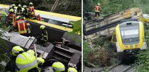 Almanya'da yolcu treni raydan çıkarak devrildi: 3 ölü, 34 yaralı
