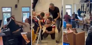 Diyarbakır Adliyesi’nde duruşma salonu içerisinde kavga