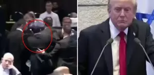 İsrail Meclisi’nde konuşan ABD Başkanı Trump’a protesto