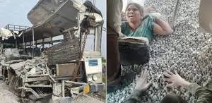 Otobüs ve çakıl yüklü kamyon çarpıştı: 20 ölü Bazı yolcular çakıla gömüldü