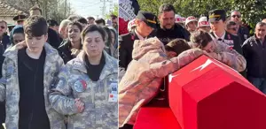 Babaya son veda Anne ve oğlu, şehidi parkasıyla uğurladı
