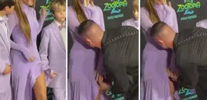 Shakira’ya kırmızı halıda şok Bir anda gelip eteğine yapıştı