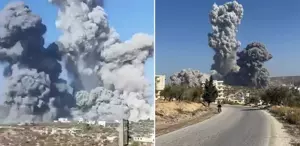 İdlib’de şiddetli patlama Bölgeden dumanlar yükseliyor