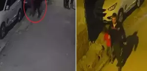 Başını otomobile çarptığı çocuğu yere fırlattı Dehşet anları kamerada