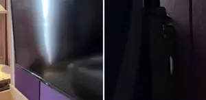 Otel odasında, televizyonun arkasına bakan adam, hayatının şokunu yaşadı