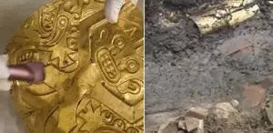 Kazmayı vurdukları mezardan altın fışkırdı