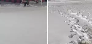 Diz boyu kar yağdı Sizce burada maç oynanır mı