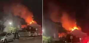 İsrailli yetkililerin evleri vuruldu, alevler geceyi aydınlattı