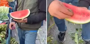 Karpuzu daha kırmızı göstermek için yaptığı rezilliğe bakın