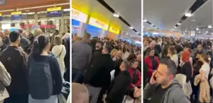 Olumsuz hava koşulları havalimanını felç etti, yolcular saatlerce bagaj bekledi