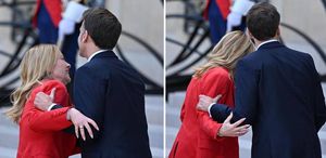 Fransa’da First Lady’yi çileden çıkaracak samimiyet, Macron Meloni’yi öperek karşıladı