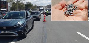 İstanbul’da çivi kabusu Lastikler patladı, trafik felç oldu