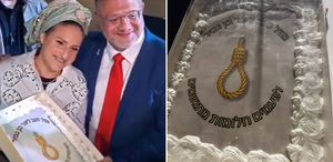 İsrailli bakanın doğum gününde skandal “urgan“ pastası: Bazen hayaller gerçek olur