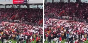128 sene sonra ilk kez şampiyon olunca taraftarlar sahayı bastı
