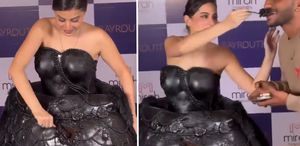 Bollywood oyuncusu yenilebilir elbisesini davetlilere ikram etti