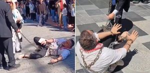Trabzon’da dikkat çeken İsrail protestosu Vatandaşlar şaşkınlıkla izledi