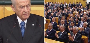 Bahçeli, parti grubunda A Milli Takım için hazırlattığı marşı dinletti