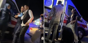 Düğün salonu bir anda savaş alanına döndü Gelin ve damat hastaneye kaldırıldı