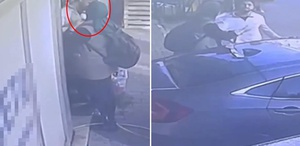 Tacizci kadından yeni görüntü Öpmek istediği yıkamacı su sıkarak uzaklaştırmış