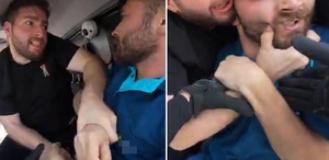 Otomobilinden inen sürücü, kamyonet sürücüsünü darbetti