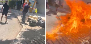 839 bin liralık cezaya kızdı, ses sistemini belediye önünde benzin döküp yaktı