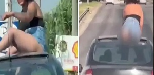Harekete halindeki araç üstünde uygunsuz harekete gözaltı