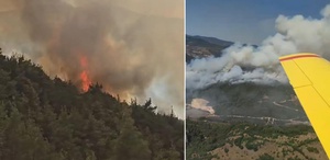 Süt kamyonunda çıkan yangın ormana sıçradı, Kütahya’ya doğru ilerliyor