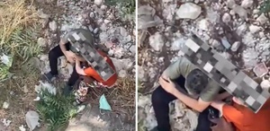 Koskoca adam ile kadının yaptıkları mide bulandırdı