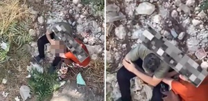 Koskoca adam ile kadının yaptıkları mide bulandırdı