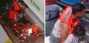 Girne’de alabora olan geminin yan yatma anı kamerada
