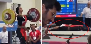Ağırlığı kaldırdıktan saniyeler sonra yere yığıldı Salonda korku dolu anlar