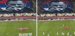 Kızılyıldız-Partizan derbisinde skandal görüntüler Ratko Mladiç için saygı duruşu