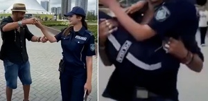 Kadın polisi kucağına alıp döndürdü Tepki çeken görüntülere ağır yaptırım