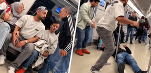 Eşinin yanında küfreden adamı yere serdi